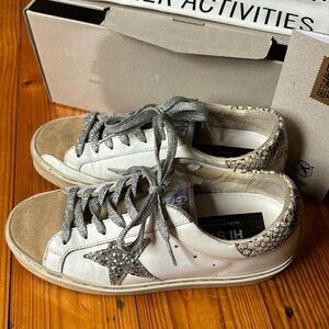 Golden Goose Hi Star white/cappucino/silver python. Size 36